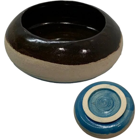 Handcrafted Pottery With Blue and Brown Glaze - Picture 1 of 9